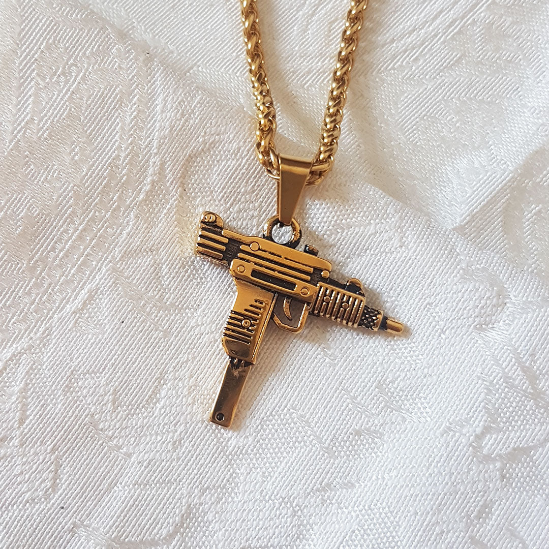 uzi gun pendent chain