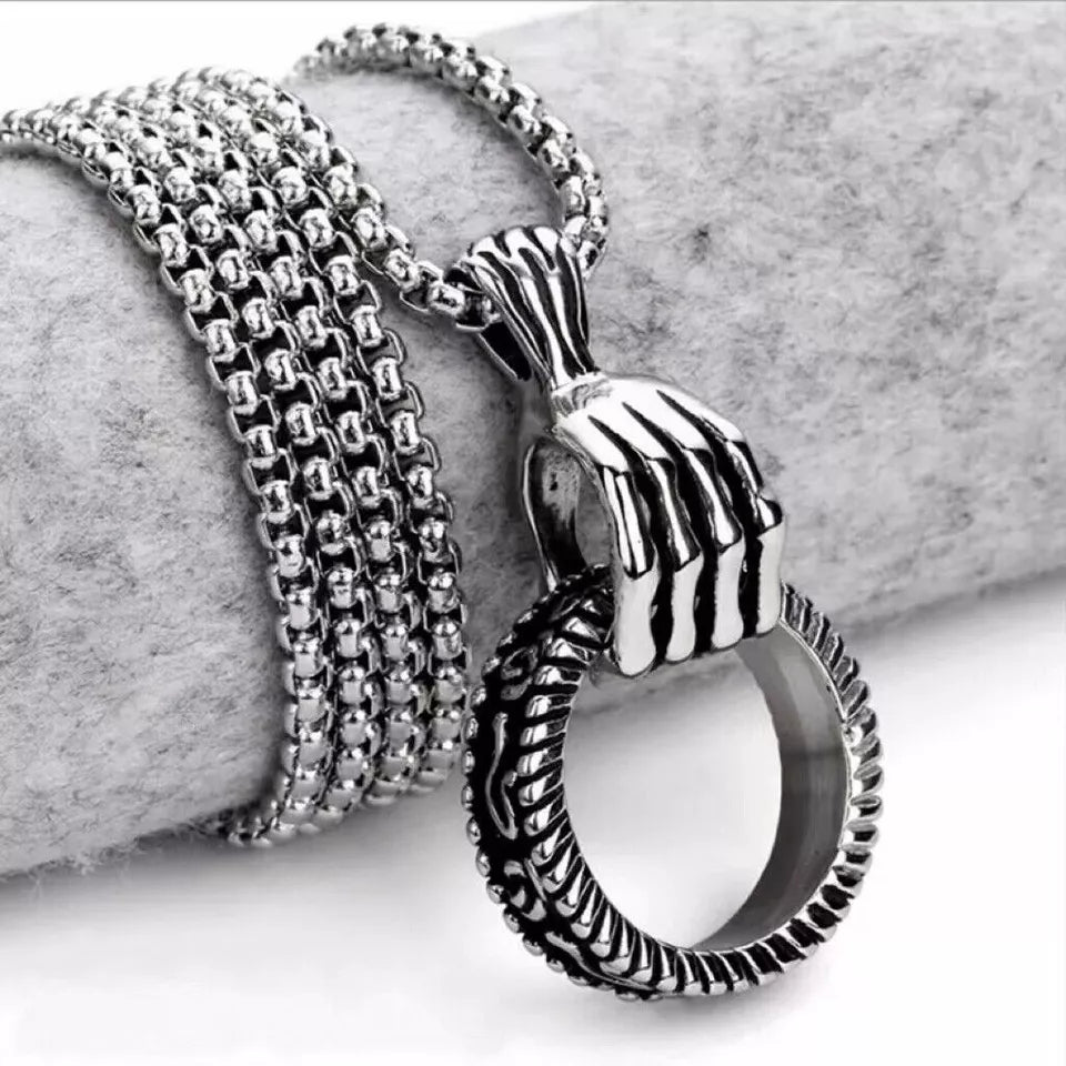 Stainless Pendant Ring Necklace for Men