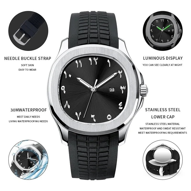 Luxury Fashion Men's Mechanical Watch Avocado Green Night Light Waterproof Watch