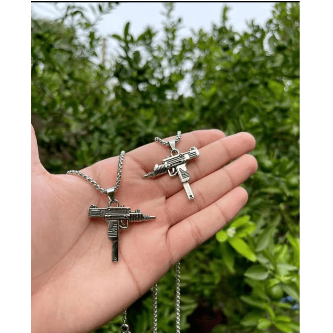 uzi gun pendent chain