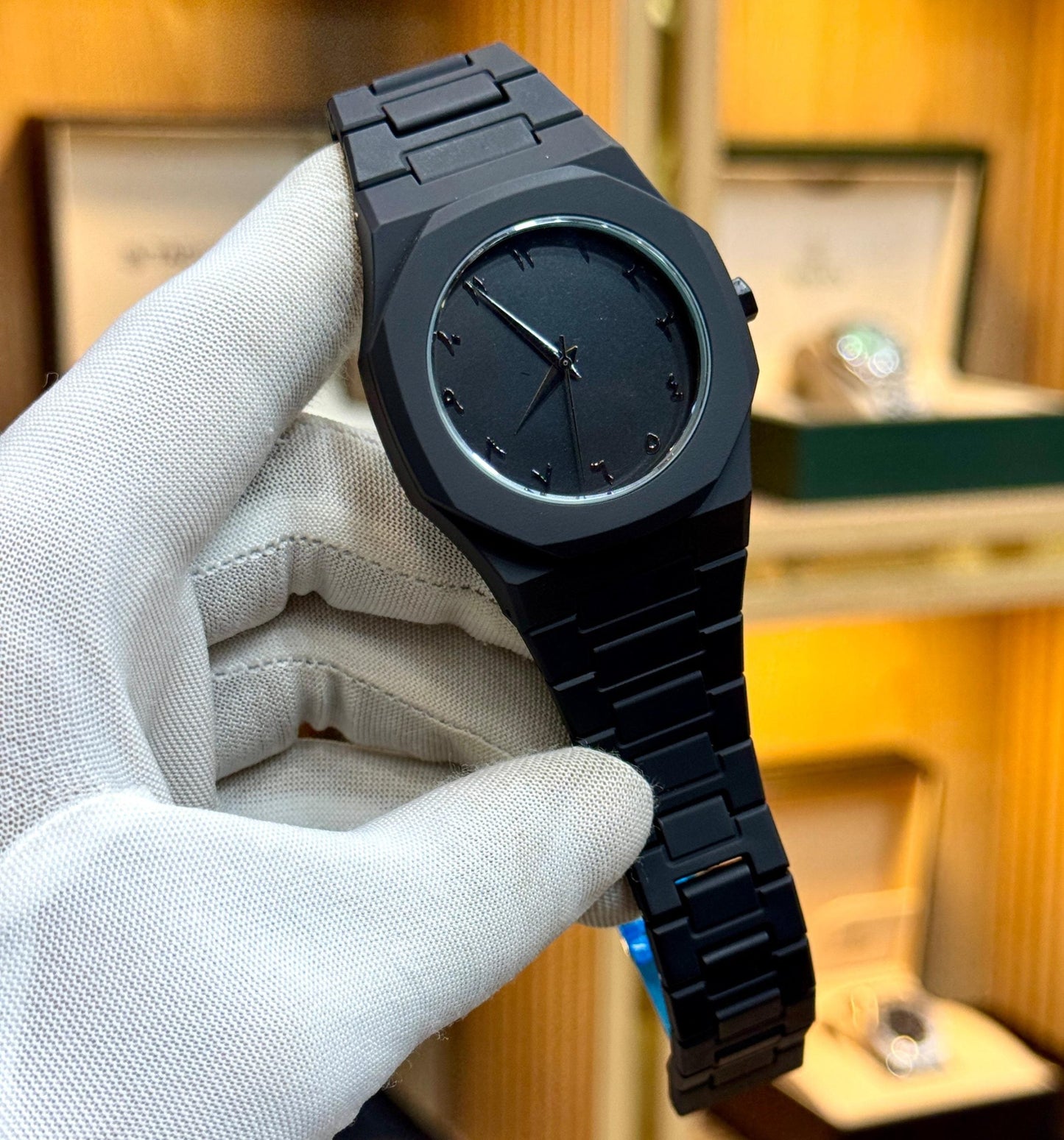 Full Black Aura Quartz Watch  Premium Quality Analog Watch For Boys